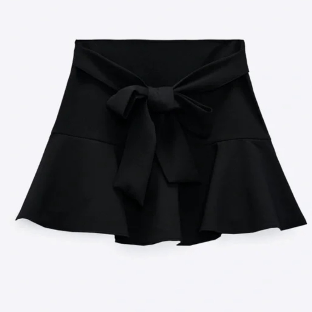 Zara tie front black skort